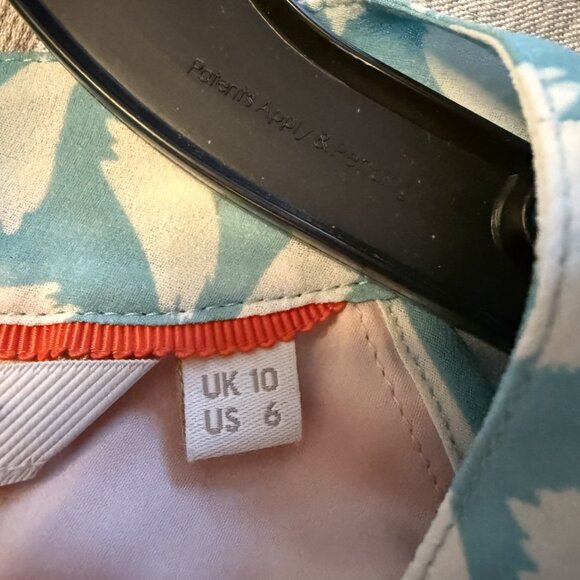 Boden Sylvie Womens Blouse Sz 6 Orange Light Blue Brushstroke Lined Blouse Top - Picture 7 of 9